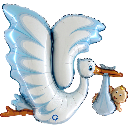 Шар (45''/114см) Фигура, Аист для мальчика, 1 шт.