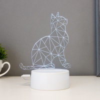 Светильник сенсорный "Кот сидя" LED 7 цветов, USB/от батареек, белый, 1 шт.