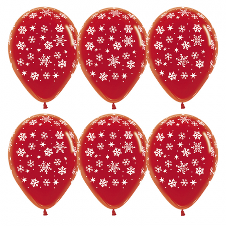 Шар (12''/30см) Падающие снежинки, Красный (315), кристалл, 5 ст, 50 шт.