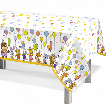 Скатерть одноразовая (120*180см), Оранжевая корова, 1 шт.