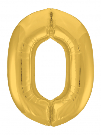 Шар (40"/102см) Цифра "0" Золото Slim в упаковке, 1 шт.