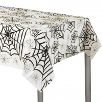 Скатерть одноразовая (137*274см), Паутинка, Белый/Черный, 1 шт.
