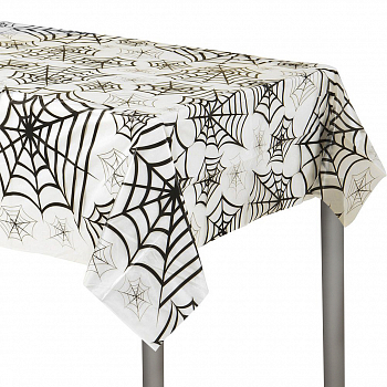 Скатерть одноразовая (137*274см), Паутинка, Белый/Черный, 1 шт.