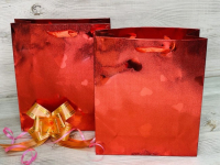 Пакет подарочный (18*21,5*7,5см), Сердце, Красный, 1 шт.