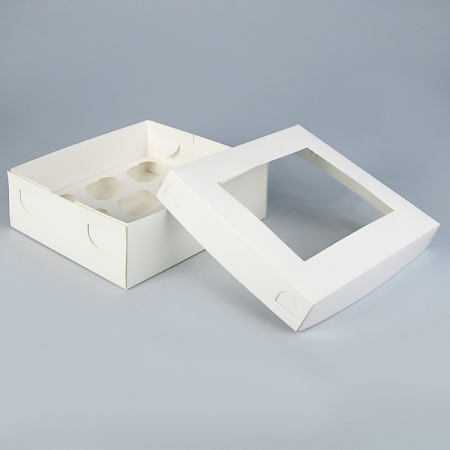 Коробка на 9 капкейков с окном (25х25х10см), 1 шт.