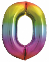 Шар (32''/81см) Цифра, "0", Радуга, Градиент, 1 шт.