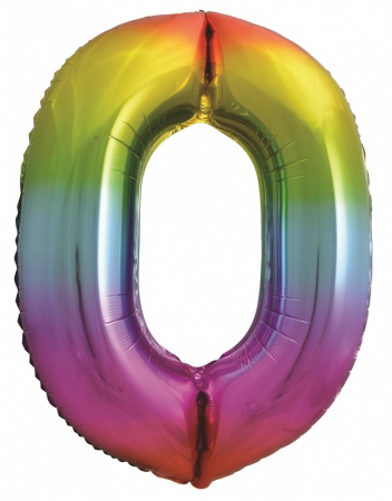 Шар (32''/81см) Цифра, "0", Радуга, Градиент, 1 шт.