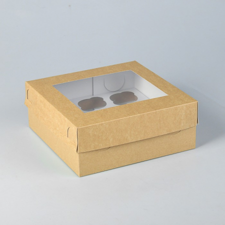 Коробка для 9 капкейков с окном, (25х25х10см), 1 шт.