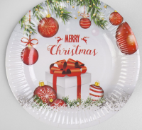 Тарелка бумажная (18см), С Новым Годом, 6 шт.