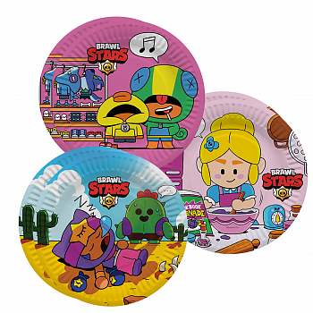 Тарелки (7''/18см) Brawl Stars, Команда бойцов, дизайн №1, 6 шт.