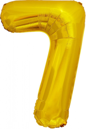 Шар (32''/81см) Цифра, 7, ЭКО, Slim, Золото, 1 шт.
