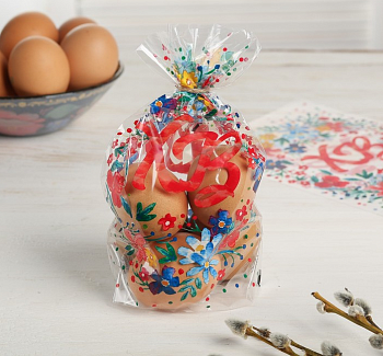 Пакет подарочный (14,5*20 см) Цыплятки, Прозрачный, Термонаклейка, 1 шт.