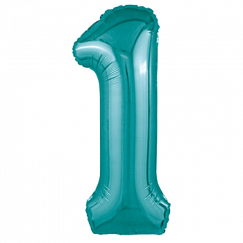 Шар (40''/102см) Цифра, 1 Slim, Океан, 1 шт. в упак.