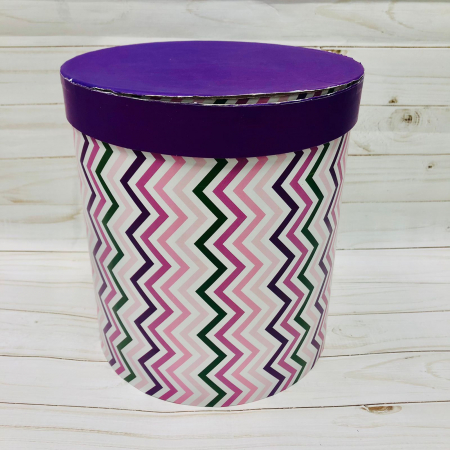 Коробка-цилиндр (21,5*21,5*23см), Фиолетовый зигзаг, 1 шт. (уценка, смотреть описание)
