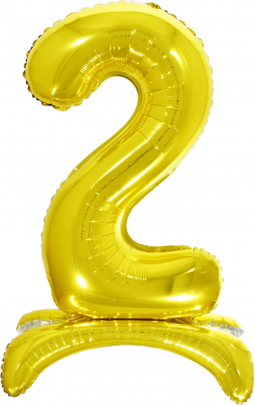 Шар (32''/81 см) Цифра, 2 на подставке, Золото, в упак., 1 шт. 