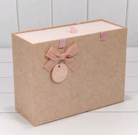 Коробка прямоугольная (27*20*10см), Розовая, с ручками и выдвижным ящиком, 1 шт.