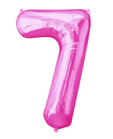 Шар (16"/41см) Цифра "7", цвет розовый, 1шт.