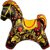 Шар (11''/28см) Мини-фигура, Лошадка Золотая роспись, 1 шт.