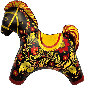 Шар (11''/28см) Мини-фигура, Лошадка Золотая роспись, 1 шт.