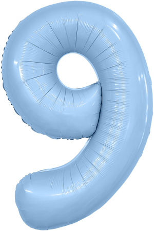 Шар (40''/102 см) Цифра, 9 Slim, Небесный, 1 шт. в уп.