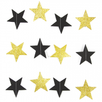 Гирлянда-подвеска (250см), Звезда, Черный/Золото, с блестками, 1 шт.