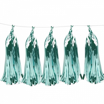 Гирлянда фольгированная "Тассел", Морская волна, 10 листов.