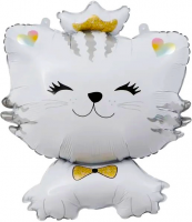 66 Шар (28''/71см) Фигура, Котенок Принцесса, Белый, 1 шт.