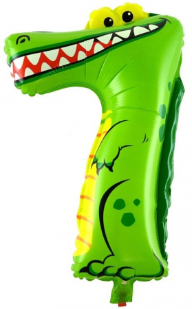 Шар с клапаном (16''/41см) Цифра, 7 Крокодил, 1 шт.