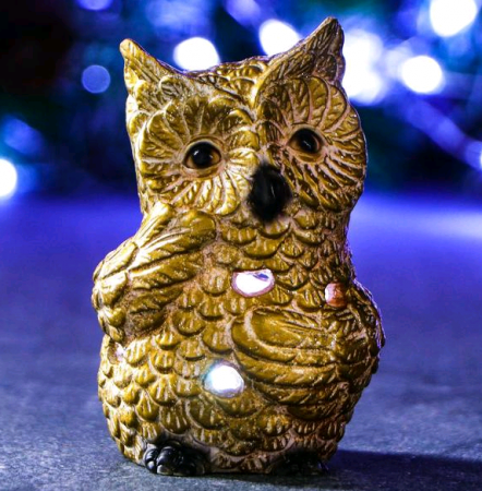 Фигура с подсветкой (8х6х10,5см), "Филин", Золото, 1 шт.