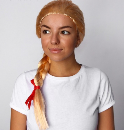 Карнавальный парик "Коса" с цветочками, 1 шт.