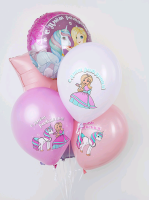 Шар (14"/35 см) Принцесса Мия и Единорог (С ДР), 1 ст. цв., Ассорти, пастель, 25 шт.