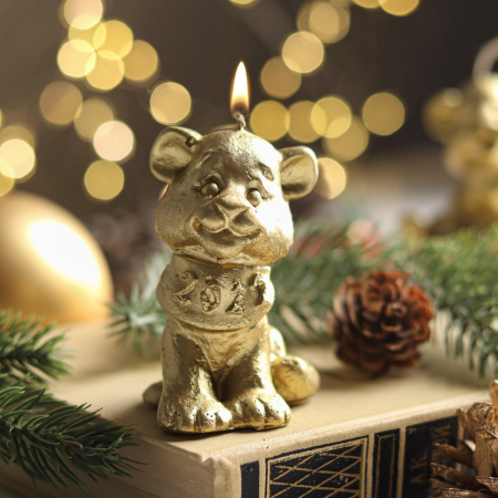 Свеча новогодняя (7см), Символ года-тигрёнок, Золото, 1 шт.