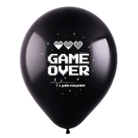 Шар (12"/30см) С Днем рождения, Прикол (4 дизайна), Черный, пастель, 2 ст, 100 шт.