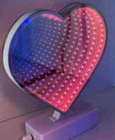Зеркальный 3D светильник, Сердце, красный свет, 1 шт.