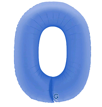 Шар (40''/102см) Цифра, "0", Голубой Лотос, Матовый, 1 шт. в уп.