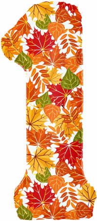 Шар (34''/86см) Цифра, 1 Сентября, Осенние листья, 1 шт. в уп.