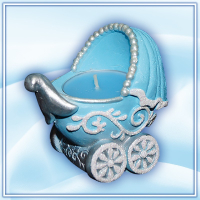 Свеча Декоративный подсвечник, Коляска, Голубой, 7 см, 1 шт.