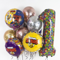 Шар (34''/86см) Цифра, 1 Бравл Старс, 1 шт. в упак.