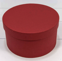 Коробка круглая (14*7,5см), Бордовая, из дизайнерской бумаги, 1 шт.