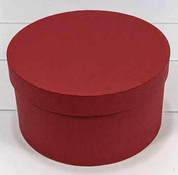 Коробка круглая (14*7,5см), Бордовая, из дизайнерской бумаги, 1 шт.