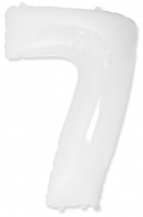 Шар (40''/102см) Цифра, "7", Белый, в упаковке, 1 шт.