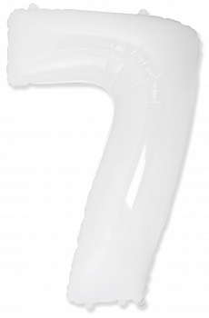 Шар (40''/102см) Цифра, "7", Белый, в упаковке, 1 шт.