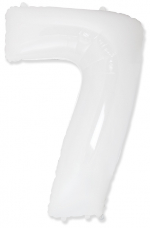 Шар (40''/102см) Цифра, "7", Белый, в упаковке, 1 шт.