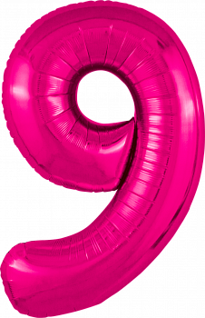 Шар (40''/102см) Цифра, 9 Slim, Фуше, 1 шт. в упак.