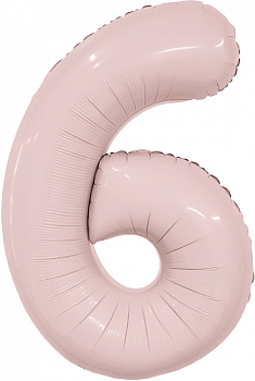 Шар (40''/102см) Цифра, 6 Slim, Пыльная роза, 1 шт. в упак.