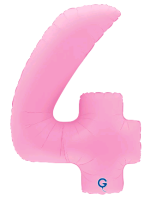 Шар (40''/102см) Цифра, "4", Розовая Сакура, Матовый, 1 шт. в уп.