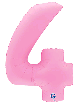 Шар (40''/102см) Цифра, "4", Розовая Сакура, Матовый, 1 шт. в уп.