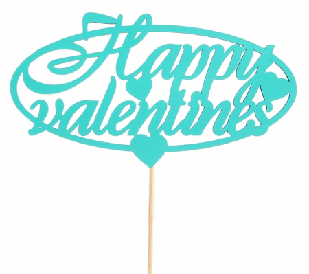 Топпер «Happy valentines», мятный, 12,5х6,5 см, 1 шт.