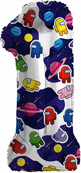 Шар (32"/81см) Цифра "1" Космонавтики в упаковке, 1 шт.