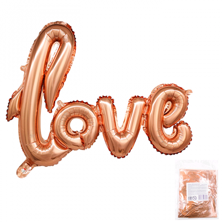 Надпись (39"/99 см) "LOVE", розовое золото в упаковке, 1 шт.